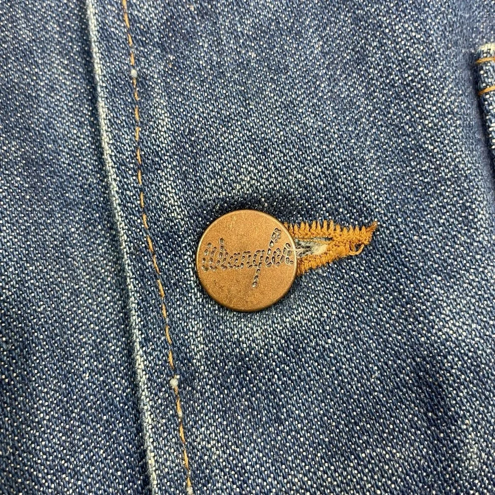 Vintage 70s Wrangler Sherpa Lined Denim Size‎ Large Cowboy Western Jean Vest